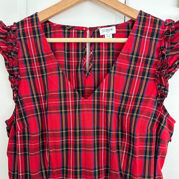 Red Tartan Plaid Sleeveless Dress JCrew Holiday - Picture 2 of 9